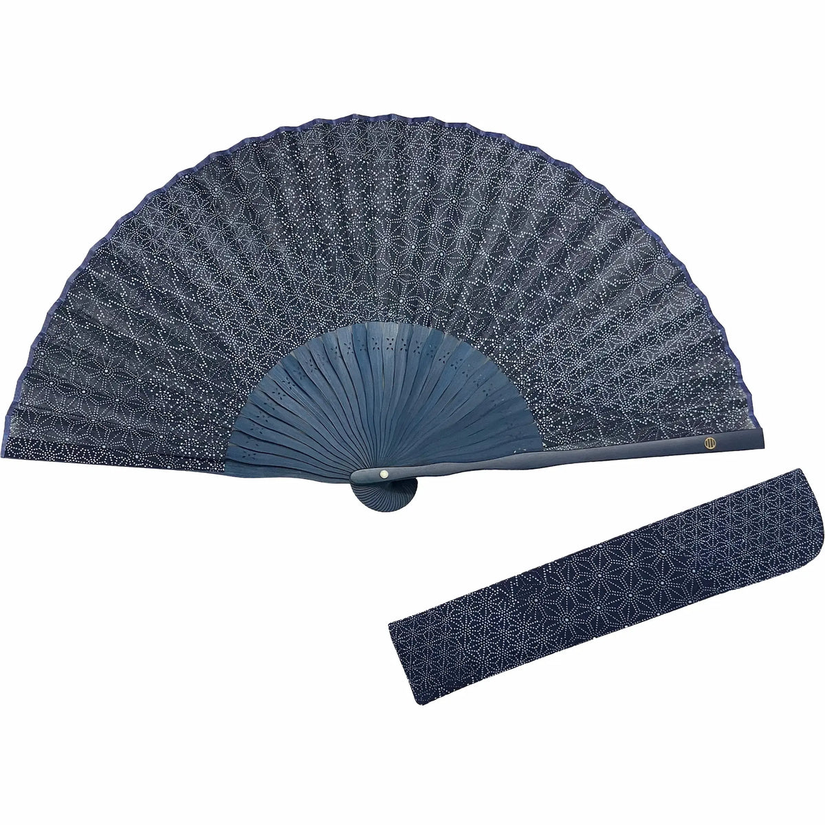 [2024 New Works] Indigo Dyeingfolding fan　Asano-ha deisign　folding fanWith bag and paper box