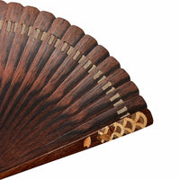 VALEDO, Firenze, Spain, inlaid wood, blue sea waves, leather fan holder, in paulownia wood box