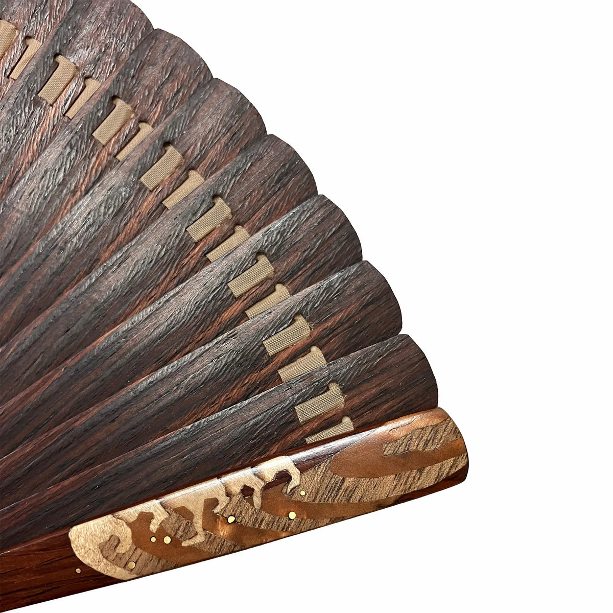 VALEDO, Firenze, Spain, inlaid wood, Namiura, leather fan holder, in paulownia wood box