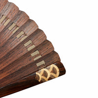 VALEDO, Firenze, Spain, inlaid wood, blue sea waves, leather fan holder, in paulownia wood box