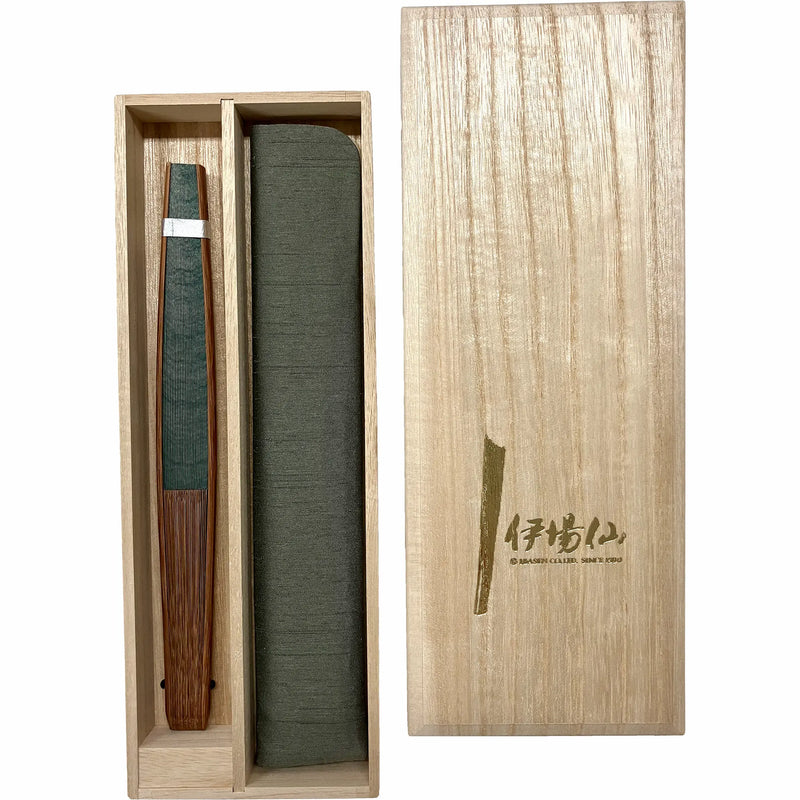 Shikebiki fanGreen 7.5folding fanBag set in paulownia wood box