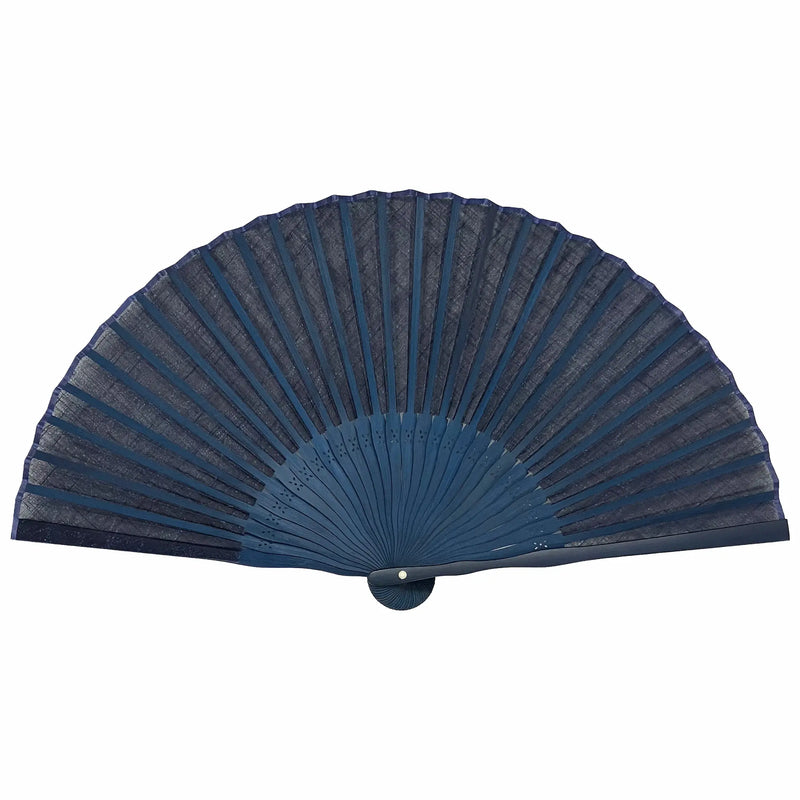 [2024 New Works] Indigo Dyeingfolding fan　Asano-ha deisign　folding fanWith bag and paper box