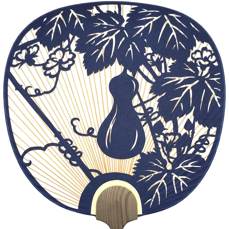 Uchiwa, handmade Washi paper, dark blue