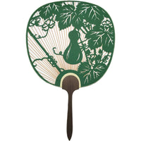 Uchiwa with handmade Washi paper, Gourd, Green