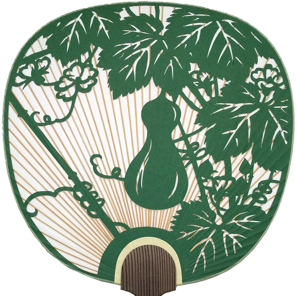 Uchiwa with handmade Washi paper, Gourd, Green