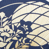 Lune et campanule chinoise (bleue), Tsu Uchiwa sculpté sur toute la surface, papier japonais fait à la main.